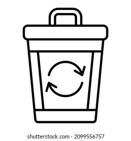 Dustbin Vector Outline Icon Isolated On White Background
