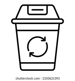 Icono De Esquema Del Vector Dustbin Aislado En Fondo Blanco
