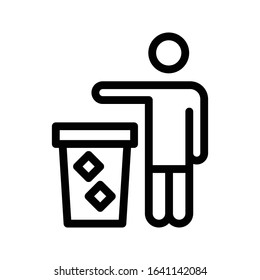 dustbin vector thin line icon 