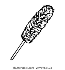 duster broom hand drawn in doodle style. minimalistic simple illustration. scandi monochrome