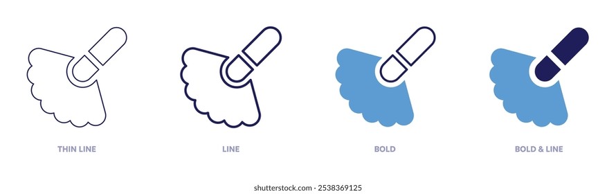 Duster icon in 4 different styles. Thin Line, Line, Bold, and Bold Line. Duotone style. Editable stroke.