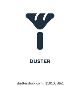 Duster icon. Black filled vector illustration. Duster symbol on white background. Can be used in web and mobile.