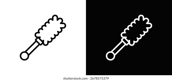 Duster Icon In Black And White Filled Style