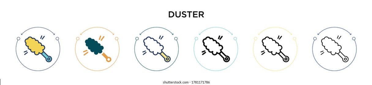 Duster icon in filled, thin line, outline and stroke style. Vector illustration of two colored and black duster vector icons designs can be used for mobile, ui, web