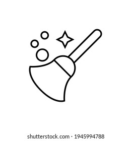icono de duster con estilo de línea negra plana, aislado en fondo blanco 