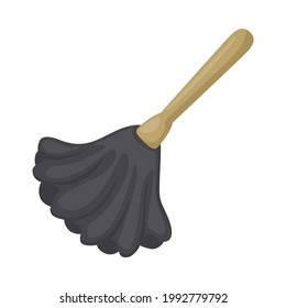 Duster Sign Emoji Icon Illustration. Small Broom Vector Symbol Emoticon Design Clip Art Sign Comic Style.