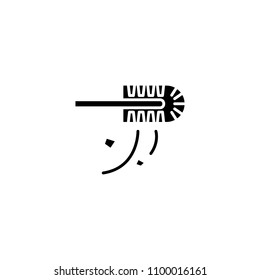 Dusting brush black icon concept. Dusting brush flat  vector symbol, sign, illustration.