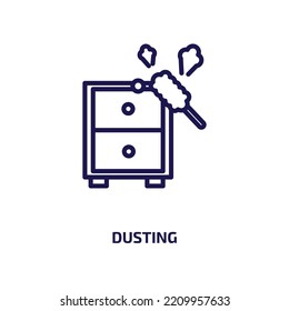 dusting icon from cleaning collection. Thin linear dusting, dust, mop outline icon isolated on white background. Line vector dusting sign, symbol for web and mobile