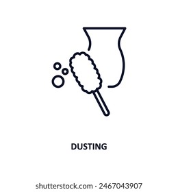dusting outline icon.  Thin line icon from cleaning collection. Editable vector isolated on white background