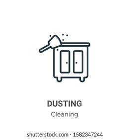 Dusting outline vector icon. Thin line black dusting icon, flat vector simple element illustration from editable cleaning concept isolated on white background