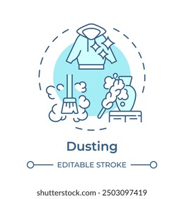 Dusting soft blue concept icon. Cleaning method, clothing. Housekeeping service. Round shape line illustration. Abstract idea. Graphic design. Easy to use in infographic, presentation