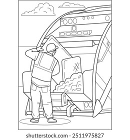 dustman trash waste coloring book page for kids and adults creative coloring mindful relaxation activity