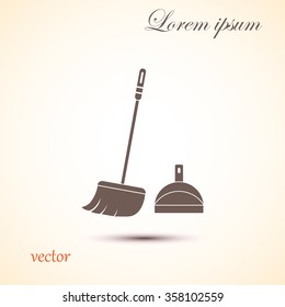  dustpan,  broom,  cleaning, vector icon 