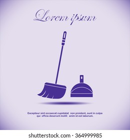  dustpan,  broom,  cleaning, vector icon 