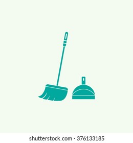  dustpan,  broom,  cleaning, vector icon 