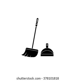  dustpan,  broom,  cleaning, vector icon 