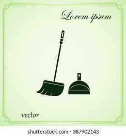  dustpan,  broom,  cleaning, vector icon 