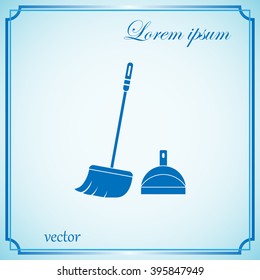 dustpan, broom, cleaning, vector icon 