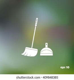  dustpan,  broom,  cleaning, vector icon 
