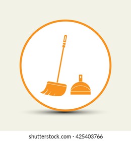  dustpan,  broom,  cleaning, vector icon 