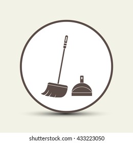 dustpan,  broom,  cleaning, vector icon 