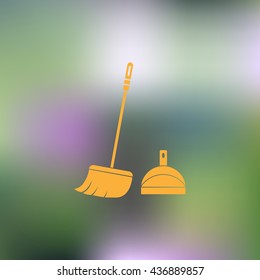  dustpan,  broom,  cleaning, vector icon 