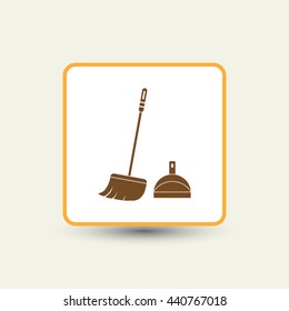  dustpan,  broom,  cleaning, vector icon 