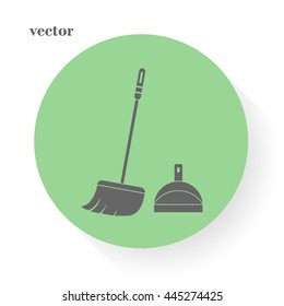  dustpan,  broom,  cleaning, vector icon 