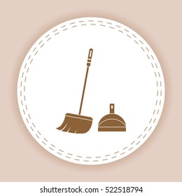  dustpan,  broom,  cleaning, vector icon 