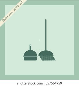 dustpan, broom, cleaning, vector icon