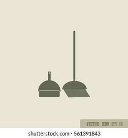 dustpan, broom, cleaning, vector icon