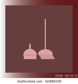 dustpan, broom, cleaning, vector icon