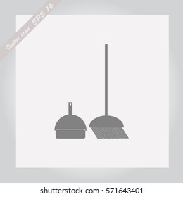 dustpan, broom, cleaning, vector icon