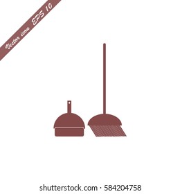 dustpan, broom, cleaning, vector icon