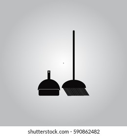 dustpan, broom, cleaning, vector icon