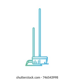 dustpan and broom in degraded green to blue color contour vector illustration