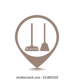 Dustpan and broom vector icon