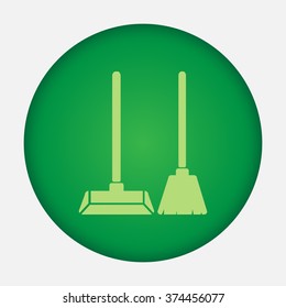 Dustpan and broom vector icon