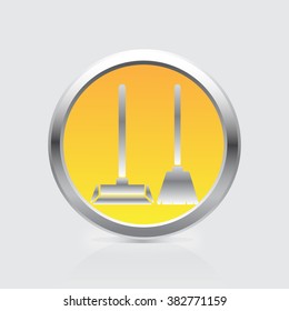 Dustpan and broom vector icon
