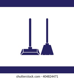 Dustpan and broom vector icon