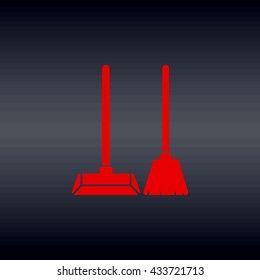 Dustpan and broom vector icon