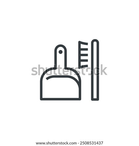 Dustpan brush cleaning housework icon, vector illustration