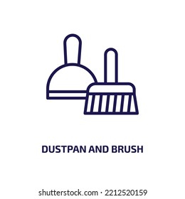 dustpan and brush icon from construction tools collection. Thin linear dustpan and brush, dustpan, brush outline icon isolated on white background. Line vector dustpan and brush sign, symbol for web 