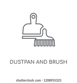 Dustpan and Brush linear icon. Dustpan and Brush concept stroke symbol design. Thin graphic elements vector illustration, outline pattern on a white background, eps 10.