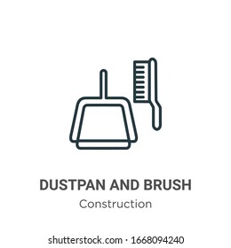 Dustpan and brush outline vector icon. Thin line black dustpan and brush icon, flat vector simple element illustration from editable tools concept isolated stroke on white background