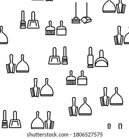 Ilustración De Línea Delgada Del Vector De Herramientas De Dustpan Y Pincel
