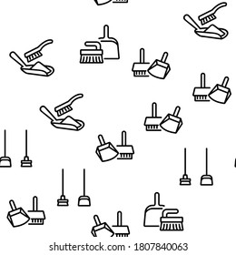 Ilustración De Línea Delgada Del Vector De Herramientas De Dustpan Y Pincel
