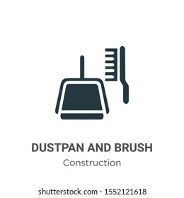 Dustpan and brush vector icon on white background. Flat vector dustpan and brush icon symbol sign from modern tools collection for mobile concept and web apps design.