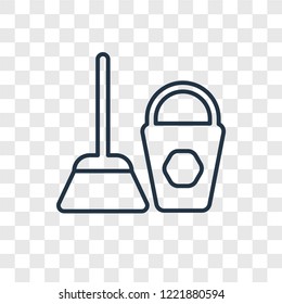Dustpan cleanin concept vector linear icon isolated on transparent background, Dustpan cleanin concept transparency concept in outline style