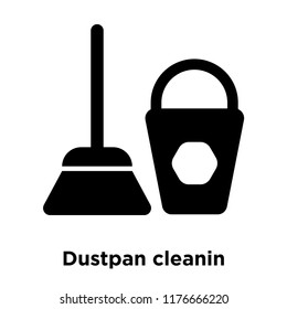 Dustpan cleanin icon vector isolated on white background, logo concept of Dustpan cleanin sign on transparent background, filled black symbol